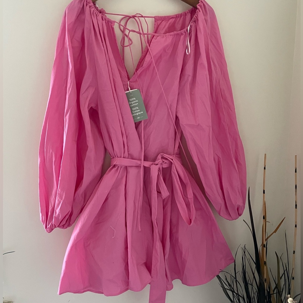 Balloon sleeve pink dress - Medium